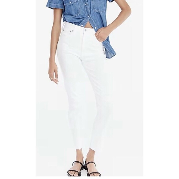 CREW 10" High Rise Toothpick Jeans in White Women's Size 34 - Picture 3 of 13